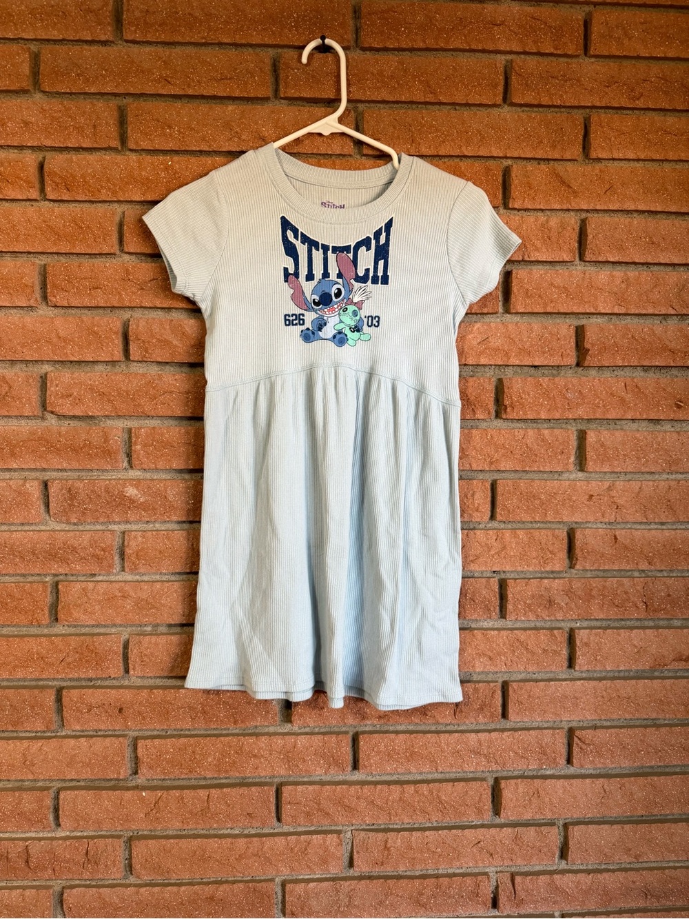 Stitch Light Blue Ribbed Cotton Dress